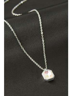 Zero Land Drnds Dikdörtgen Çelik Kolye - Gümüş Rengi