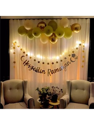 Pairla “3 Metre Led”, “iyi Bayramlar” Ramazan Süslemesi, Ramazan Hediyesi, Ramazan Bayramı Oda Mekan Süsleme Banner