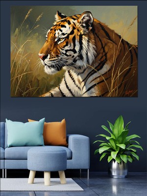 Tablomega Vahşi Kaplan Portresi Yakın Çekim Dekoratif Kanvas - Mdf Ahşap Tablo