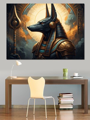 Tablomega Mistik Mısır Tanrısı Anubis Tablosu Dekoratif Kanvas - Mdf Ahşap Tablo