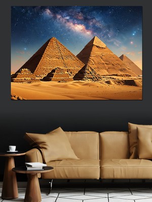 Tablomega Gün Batımında Mısır Giza Piramitleri Dekoratif Kanvas - Mdf Ahşap Tablo