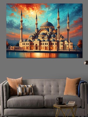 Tablomega Gün Batımında Istanbul Camii Manzarası Dekoratif Kanvas - Mdf Ahşap Tablo
