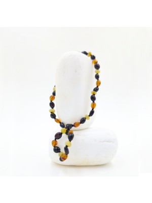 Silver'sy Multicolor Damla Kehribar Diş Çıkarma Bebek Kolyesi, 0-4 Yaş 31-33 Cm(Diş-Genel Sağlık) (4,5-5 Gram)