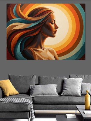 Tablomega Retro Modern Kadın Profil Silüeti Dekoratif Kanvas - Mdf Ahşap Tablo