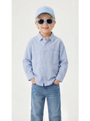 Babymoon Kids Erkek Çocuk Denim Pantolon %100 Pamuk Çizgili Gömlek 2'li Takım