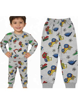 Slatco Erkek Çocuk Pijama Takımı Dino ve Şantiye Temalı