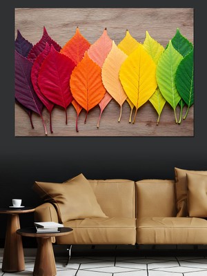 Tablomega Renkli Sonbahar Yaprakları Dizisi Dekoratif Kanvas - Mdf Ahşap Tablo
