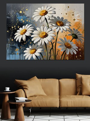 Tablomega Yakın Plan Taze Beyaz Papatyalar Dekoratif Kanvas - Mdf Ahşap Tablo