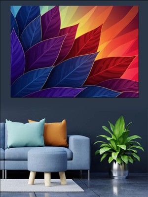 Tablomega Renkli Sonbahar Yaprakları Yakın Çekim Dekoratif Kanvas - Mdf Ahşap Tablo