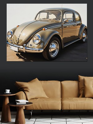 Tablomega Yolda Ilerleyen Kırmızı Nostaljik Vosvos Dekoratif Kanvas - Mdf Ahşap Tablo