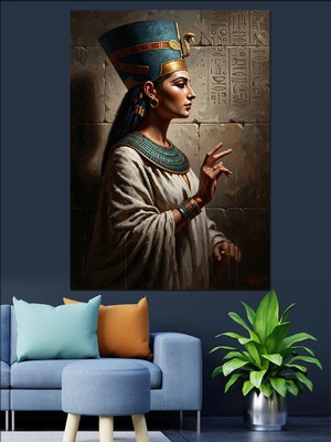 Tablomega Antik Mısır Kraliçesi Nefertiti Portresi Dekoratif Kanvas - Mdf Ahşap Tablo