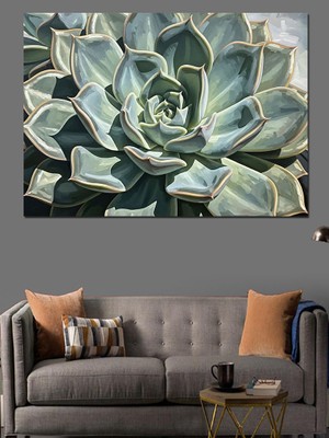 Tablomega Yeşil Sukulent ve Doğa Dokusu Dekoratif Kanvas - Mdf Ahşap Tablo