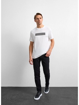 Back And Bond Ekru Erkek Regular Fit T-Shirt Regular Fıt Bisiklet Yaka Tshırt