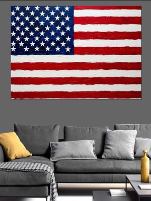 Tablomega Amerikan Bayrağı ve Grunge Tarzı Dekoratif Kanvas - Mdf Ahşap Tablo
