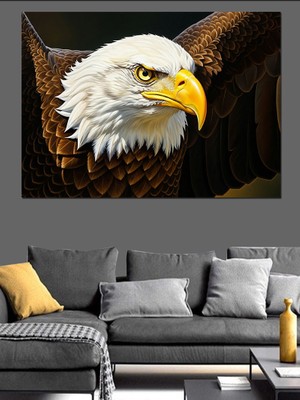 Tablomega Yakın Çekim Vakur Kel Kartal Dekoratif Kanvas - Mdf Ahşap Tablo