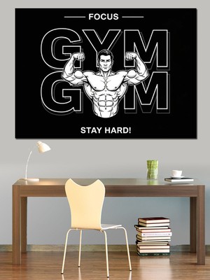 Tablomega Gym Motivasyon ve Kaslı Erkek Dekoratif Kanvas - Mdf Ahşap Tablo