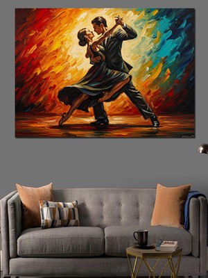 Tablomega Ateşler Içinde Dans Eden Çift Dekoratif Kanvas - Mdf Ahşap Tablo