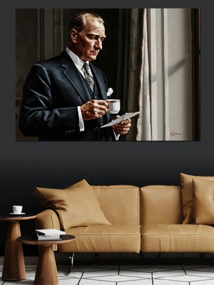 Tablomega Pencereden Bakan Kahve Içen Adam Dekoratif Kanvas - Mdf Ahşap Tablo