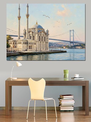 Tablomega Istanbul Boğazı ve Ortaköy Camii Dekoratif Kanvas - Mdf Ahşap Tablo