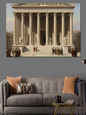 Tablomega Antik Roma Tapınağı ve Sütunlar Dekoratif Kanvas - Mdf Ahşap Tablo