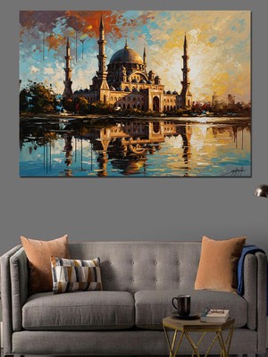 Tablomega Akşam Işıkları Altında Tarihi Camii Dekoratif Kanvas - Mdf Ahşap Tablo