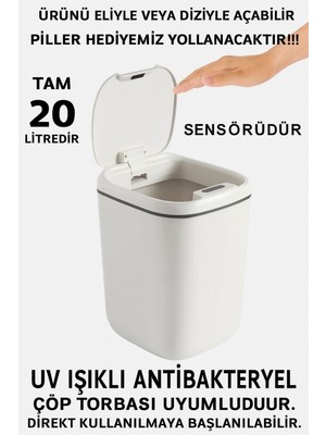 AyrStore Buğz Teknolojik Çöp Kutusu Otomatik Aç Kapat Sensörlü Mutfak Banyo Ev Ofis Piller Dahildir