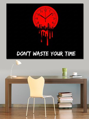 Tablomega Dumanı Tüten Mistik Kırmızı Saat Dekoratif Kanvas - Mdf Ahşap Tablo