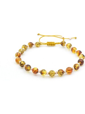 Murty99 Hakiki Doğal Makrome Model Damla Kehribar Bileklik 6 mm