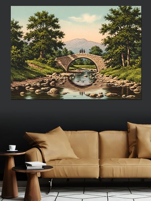 Tablomega Dere Kenarında Tarihi Taş Köprü Dekoratif Kanvas - Mdf Ahşap Tablo