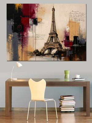 Tablomega Paris Eyfel Kulesi Graffiti Sanatı Dekoratif Kanvas - Mdf Ahşap Tablo