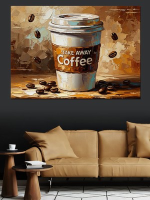 Tablomega Karton Bardakta Dumanı Tüten Kahve Dekoratif Kanvas - Mdf Ahşap Tablo