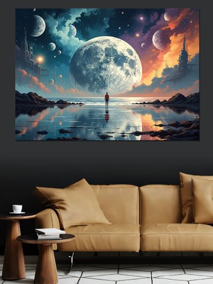 Tablomega Uzayda Yol Alan Dev Astronot Dekoratif Kanvas - Mdf Ahşap Tablo