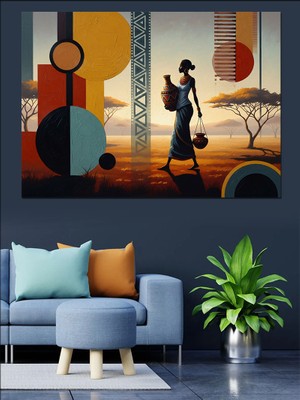 Tablomega Gün Batımında Su Taşıyan Kadın Dekoratif Kanvas - Mdf Ahşap Tablo