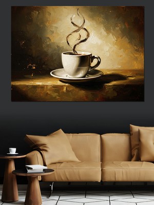 Tablomega Dumanı Tüten Kahve ve Sanat Dekoratif Kanvas - Mdf Ahşap Tablo