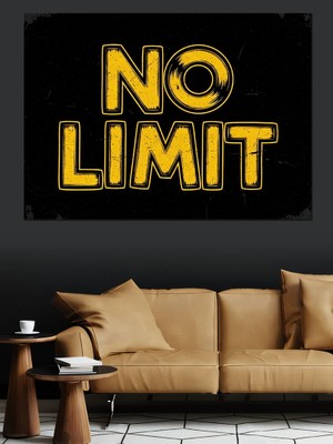 Tablomega No Limit Sınır Yok Yazılı Tabela Gym Temalı Dekoratif Kanvas - Mdf Ahşap Tablo