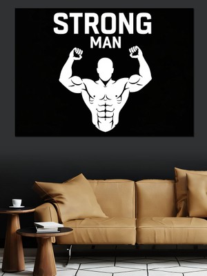 Tablomega Kaslı Güçlü Adam Motivasyon Yazısı Dekoratif Kanvas - Mdf Ahşap Tablo