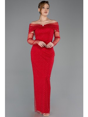 Abiyefon Straplez Portatif Yaka Uzun Boncuklu Abiye ABU5550