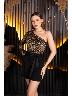 Abiyefon Tek Kollu Kısa Abiye Tulum ABT136