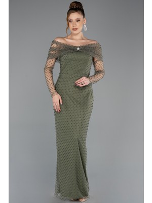 Abiyefon Straplez Portatif Yaka Uzun Boncuklu Abiye ABU5550