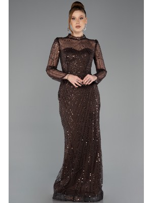 Abiyefon Uzun Kol Dik Yaka Boncuklu Abiye ABU5638