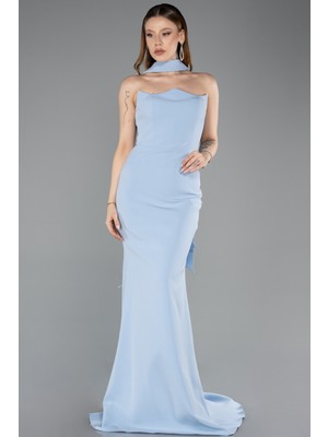 Abiyefon Straplez Şallı Uzun Balık Abiye Elbise ABU5627