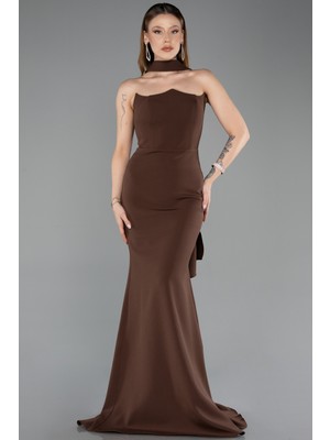 Abiyefon Straplez Şallı Uzun Balık Abiye Elbise ABU5627