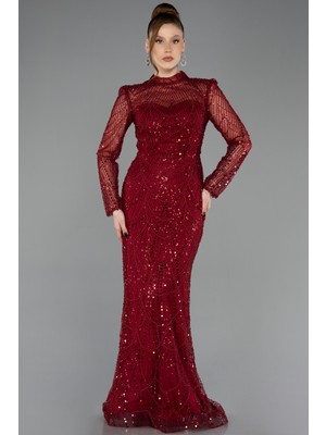 Abiyefon Uzun Kol Dik Yaka Boncuklu Abiye ABU5638