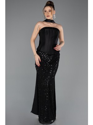 Abiyefon Straplez Boncuklu Uzun Balık Abiye Elbise ABU5556