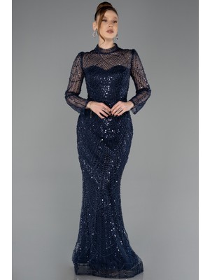 Abiyefon Uzun Kol Dik Yaka Boncuklu Abiye ABU5638