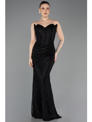 Abiyefon Straplez Korse Detay Uzun Dantel Abiye Elbise ABU5815