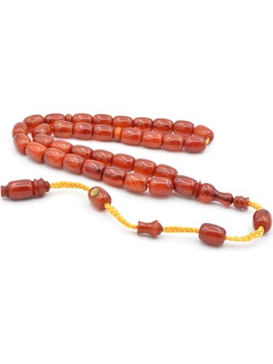 Murty99 Isa Balkaya Imzalı Kapsül Kesim Hareli Turuncu Sıkma Kehribar Tesbih