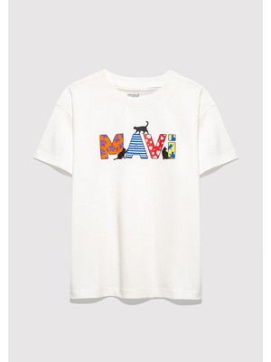 Mavi Mavi Logo Baskılı Ekru Tişört 7610426-70057