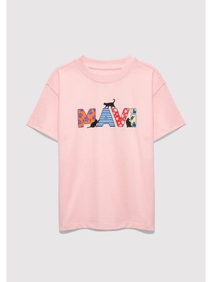 Mavi Mavi Logo Baskılı Pembe Tişört 7610426-71007