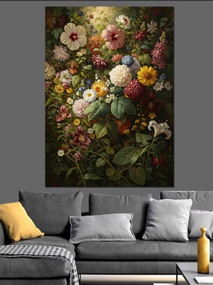 Tablomega Vazoda Renkli Karışık Bahar Çiçekleri Dekoratif Kanvas - Mdf Ahşap Tablo